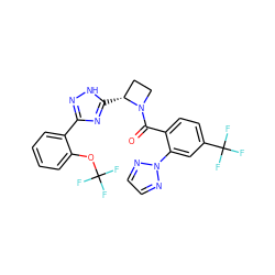 O=C(c1ccc(C(F)(F)F)cc1-n1nccn1)N1CC[C@H]1c1nc(-c2ccccc2OC(F)(F)F)n[nH]1 ZINC000218298550