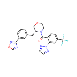 O=C(c1ccc(C(F)(F)F)cc1-n1nccn1)N1CCOC[C@H]1Cc1cccc(-c2ncon2)c1 ZINC000205664788