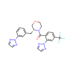 O=C(c1ccc(C(F)(F)F)cc1-n1nccn1)N1CCOC[C@H]1Cc1cccc(-n2nccn2)c1 ZINC000205639751