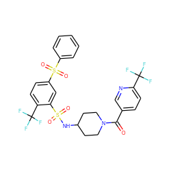 O=C(c1ccc(C(F)(F)F)nc1)N1CCC(NS(=O)(=O)c2cc(S(=O)(=O)c3ccccc3)ccc2C(F)(F)F)CC1 ZINC000049756060