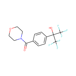 O=C(c1ccc(C(O)(C(F)(F)F)C(F)(F)F)cc1)N1CCOCC1 ZINC000013682686