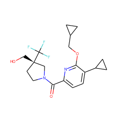 O=C(c1ccc(C2CC2)c(OCC2CC2)n1)N1CC[C@](CO)(C(F)(F)F)C1 ZINC000146235285