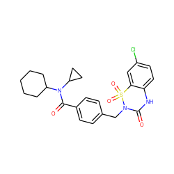 O=C(c1ccc(CN2C(=O)Nc3ccc(Cl)cc3S2(=O)=O)cc1)N(C1CCCCC1)C1CC1 ZINC000084633538