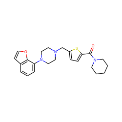 O=C(c1ccc(CN2CCN(c3cccc4ccoc34)CC2)s1)N1CCCCC1 ZINC000013743847