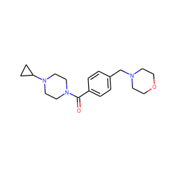 O=C(c1ccc(CN2CCOCC2)cc1)N1CCN(C2CC2)CC1 ZINC000034962220