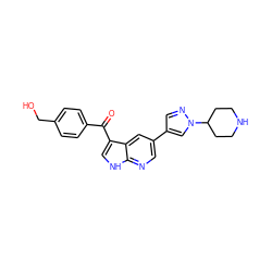 O=C(c1ccc(CO)cc1)c1c[nH]c2ncc(-c3cnn(C4CCNCC4)c3)cc12 ZINC000473090578