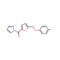 O=C(c1ccc(COc2ccc(F)cc2)o1)n1cccn1 ZINC000000214939