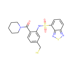 O=C(c1ccc(CS)cc1NS(=O)(=O)c1cccc2nsnc12)N1CCCCC1 ZINC000040766942