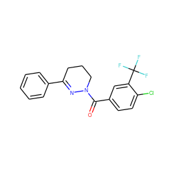 O=C(c1ccc(Cl)c(C(F)(F)F)c1)N1CCCC(c2ccccc2)=N1 ZINC000013744722