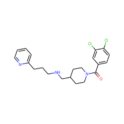 O=C(c1ccc(Cl)c(Cl)c1)N1CCC(CNCCCc2ccccn2)CC1 ZINC000013782293