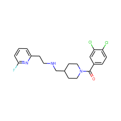 O=C(c1ccc(Cl)c(Cl)c1)N1CCC(CNCCc2cccc(F)n2)CC1 ZINC000013782297