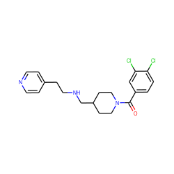 O=C(c1ccc(Cl)c(Cl)c1)N1CCC(CNCCc2ccncc2)CC1 ZINC000027558839