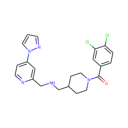 O=C(c1ccc(Cl)c(Cl)c1)N1CCC(CNCc2cc(-n3cccn3)ccn2)CC1 ZINC000013782298