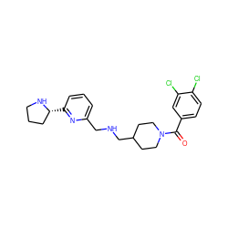 O=C(c1ccc(Cl)c(Cl)c1)N1CCC(CNCc2cccc([C@@H]3CCCN3)n2)CC1 ZINC000027556040