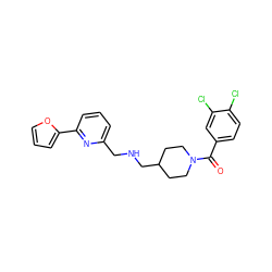 O=C(c1ccc(Cl)c(Cl)c1)N1CCC(CNCc2cccc(-c3ccco3)n2)CC1 ZINC000013782356