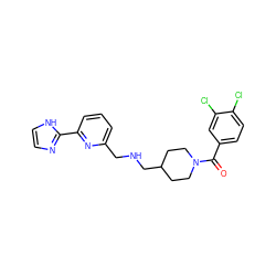 O=C(c1ccc(Cl)c(Cl)c1)N1CCC(CNCc2cccc(-c3ncc[nH]3)n2)CC1 ZINC000013782352