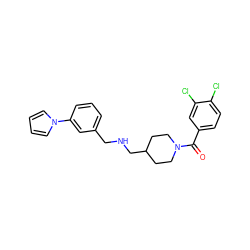 O=C(c1ccc(Cl)c(Cl)c1)N1CCC(CNCc2cccc(-n3cccc3)c2)CC1 ZINC000013782307