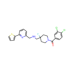 O=C(c1ccc(Cl)c(Cl)c1)N1CCC(F)(CNCc2cccc(-c3cccs3)n2)CC1 ZINC000013797251