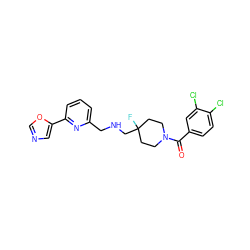 O=C(c1ccc(Cl)c(Cl)c1)N1CCC(F)(CNCc2cccc(-c3cnco3)n2)CC1 ZINC000013797257