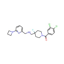 O=C(c1ccc(Cl)c(Cl)c1)N1CCC(F)(CNCc2cccc(N3CCC3)n2)CC1 ZINC000013797244