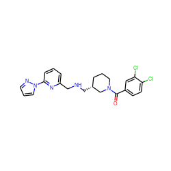 O=C(c1ccc(Cl)c(Cl)c1)N1CCC[C@@H](CNCc2cccc(-n3cccn3)n2)C1 ZINC000013782318