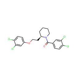 O=C(c1ccc(Cl)c(Cl)c1)N1CCCC[C@@H]1CCOc1ccc(Cl)c(Cl)c1 ZINC000072119903