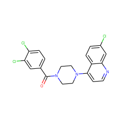 O=C(c1ccc(Cl)c(Cl)c1)N1CCN(c2ccnc3cc(Cl)ccc23)CC1 ZINC000018145607