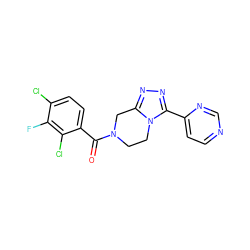 O=C(c1ccc(Cl)c(F)c1Cl)N1CCn2c(nnc2-c2ccncn2)C1 ZINC000095565600