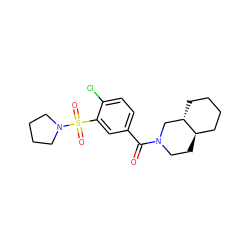 O=C(c1ccc(Cl)c(S(=O)(=O)N2CCCC2)c1)N1CC[C@@H]2CCCC[C@H]2C1 ZINC000007690146