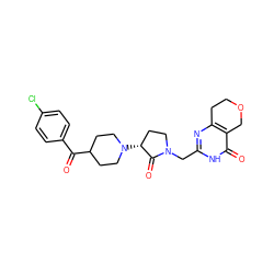 O=C(c1ccc(Cl)cc1)C1CCN([C@@H]2CCN(Cc3nc4c(c(=O)[nH]3)COCC4)C2=O)CC1 ZINC000207771918