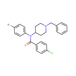 O=C(c1ccc(Cl)cc1)N(c1ccc(Br)cc1)C1CCN(Cc2ccccc2)CC1 ZINC000013817825