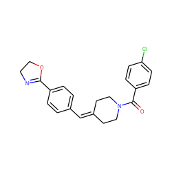 O=C(c1ccc(Cl)cc1)N1CCC(=Cc2ccc(C3=NCCO3)cc2)CC1 ZINC000000598970