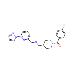 O=C(c1ccc(Cl)cc1)N1CCC(CNCc2cccc(-n3cccn3)n2)CC1 ZINC000013782327