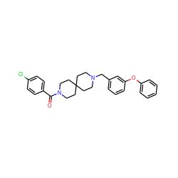 O=C(c1ccc(Cl)cc1)N1CCC2(CCN(Cc3cccc(Oc4ccccc4)c3)CC2)CC1 ZINC000029133518