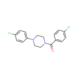 O=C(c1ccc(Cl)cc1)N1CCN(c2ccc(Cl)cc2)CC1 ZINC000000474786