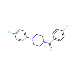 O=C(c1ccc(Cl)cc1)N1CCN(c2ccc(F)cc2)CC1 ZINC000000121320