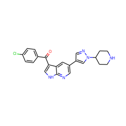 O=C(c1ccc(Cl)cc1)c1c[nH]c2ncc(-c3cnn(C4CCNCC4)c3)cc12 ZINC000473082920