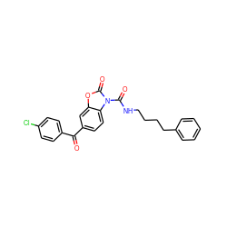 O=C(c1ccc(Cl)cc1)c1ccc2c(c1)oc(=O)n2C(=O)NCCCCc1ccccc1 ZINC000653790053