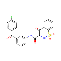 O=C(c1ccc(Cl)cc1)c1cccc(NC(=O)C2NS(=O)(=O)c3ccccc3C2=O)c1 ZINC000101331136