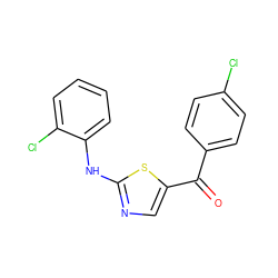 O=C(c1ccc(Cl)cc1)c1cnc(Nc2ccccc2Cl)s1 ZINC000001399950