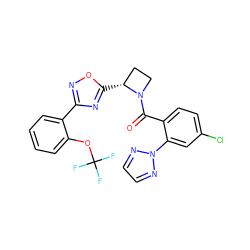 O=C(c1ccc(Cl)cc1-n1nccn1)N1CC[C@H]1c1nc(-c2ccccc2OC(F)(F)F)no1 ZINC000218134307