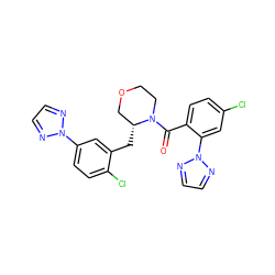 O=C(c1ccc(Cl)cc1-n1nccn1)N1CCOC[C@H]1Cc1cc(-n2nccn2)ccc1Cl ZINC001772605011