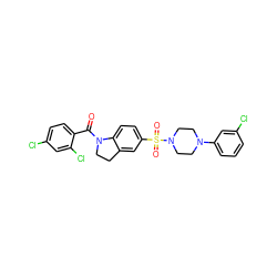 O=C(c1ccc(Cl)cc1Cl)N1CCc2cc(S(=O)(=O)N3CCN(c4cccc(Cl)c4)CC3)ccc21 ZINC000118528045