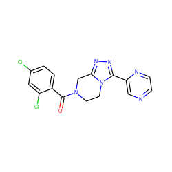 O=C(c1ccc(Cl)cc1Cl)N1CCn2c(nnc2-c2cnccn2)C1 ZINC000095565180