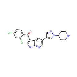 O=C(c1ccc(Cl)cc1Cl)c1c[nH]c2ncc(-c3cnn(C4CCNCC4)c3)cc12 ZINC000473091423