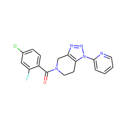 O=C(c1ccc(Cl)cc1F)N1CCc2c(nnn2-c2ccccn2)C1 ZINC000226002295