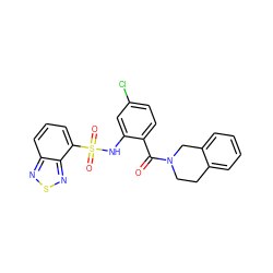 O=C(c1ccc(Cl)cc1NS(=O)(=O)c1cccc2nsnc12)N1CCc2ccccc2C1 ZINC000035065184