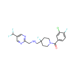 O=C(c1ccc(F)c(Cl)c1)N1CCC(F)(CNCc2ncc(C(F)F)cn2)CC1 ZINC000028711639