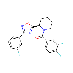 O=C(c1ccc(F)c(F)c1)N1CCCC[C@@H]1c1nc(-c2cccc(F)c2)no1 ZINC000071341823