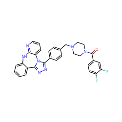 O=C(c1ccc(F)c(F)c1)N1CCN(Cc2ccc(-c3nnc4n3-c3cccnc3Nc3ccccc3-4)cc2)CC1 ZINC000096174076